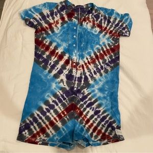 Tie Dye Button-Down Romper